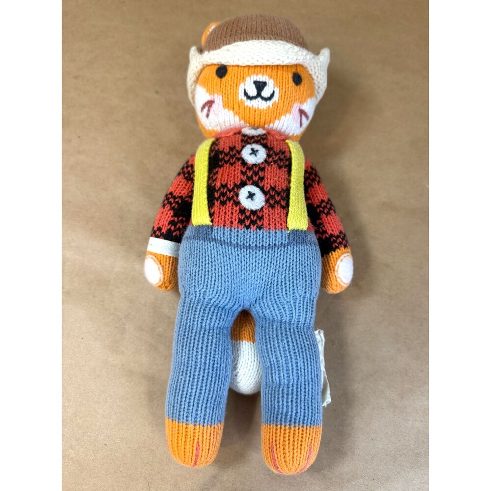 Cuddle + Kind WYATT THE FOX Knit Plush Doll Little 13" Lumberjack Fair Trade